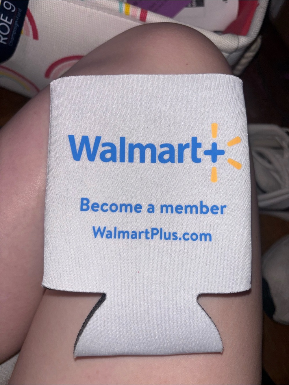Walmart+ Promotional Can Koozie in White and Blue